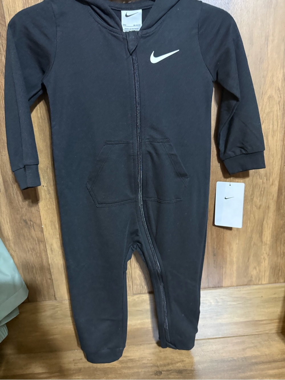 Nike Black Baby Zip-Up Hooded One-Piece